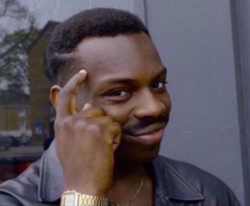 black guy pointing at head meme template